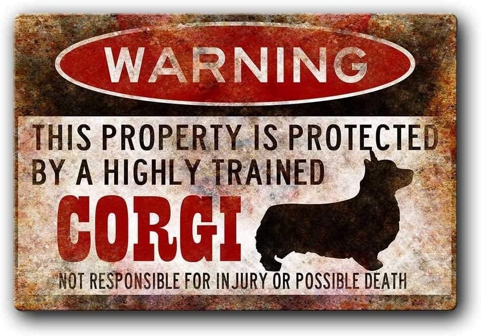 Retro Gaming Bar - DAOLEG Ostrzegawcza Tabliczka Metalowa Corgi, Retro