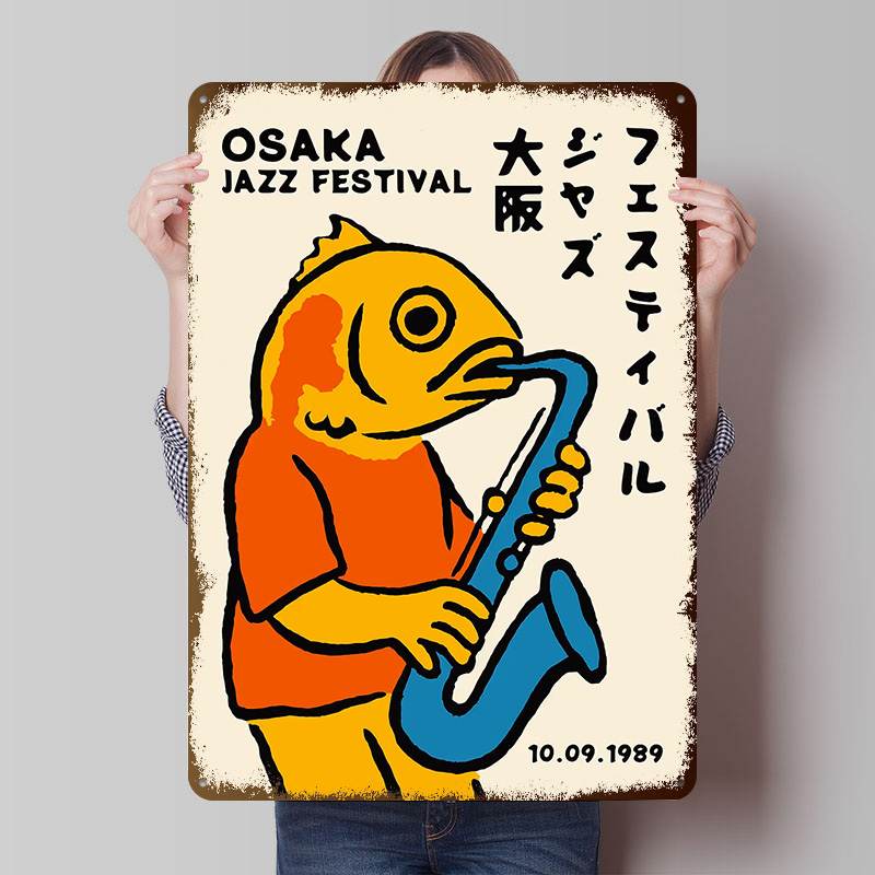 Retro Gaming Festival - Osaka Jazz Festival 1989 Metalowy Plakat