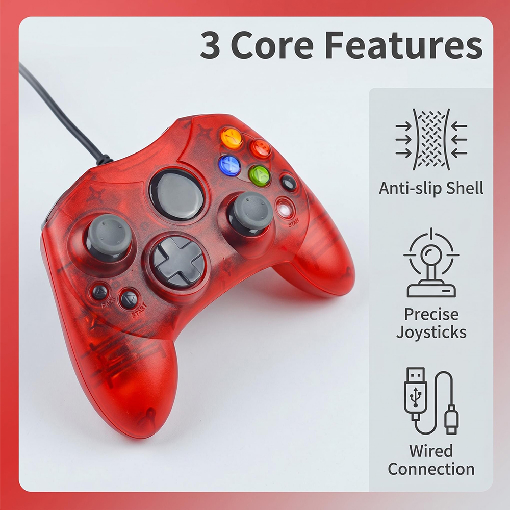 Retro Gaming Xbox Controller - Przewodowy kontroler do gier - Konsola