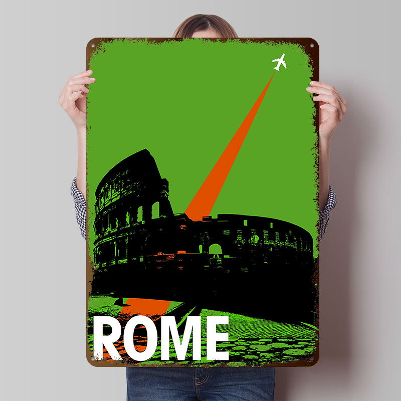 Retro Gaming At Home - Metalowy plakat z motywem Rzymu, personalizowana