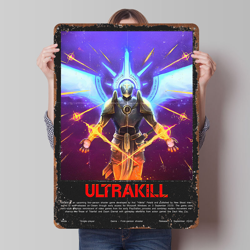 Retro Gaming Bar - Metalowy plakat Ultrakill Game, personalizowana dekoracja