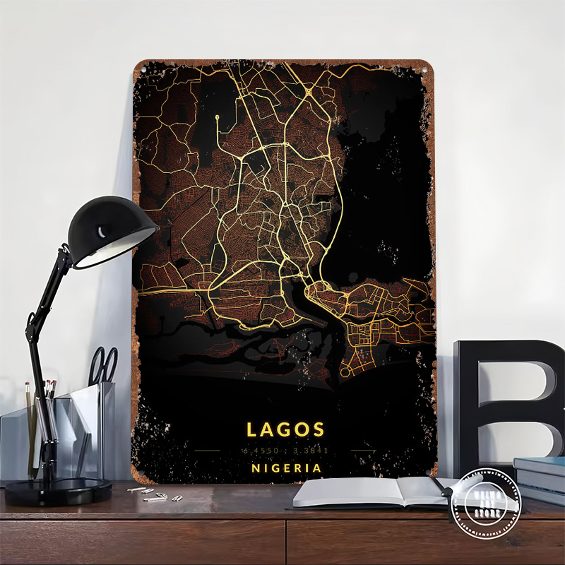 Plakat z mapą miasta Lagos, pe – Retro Gaming Bar recenzja i cena