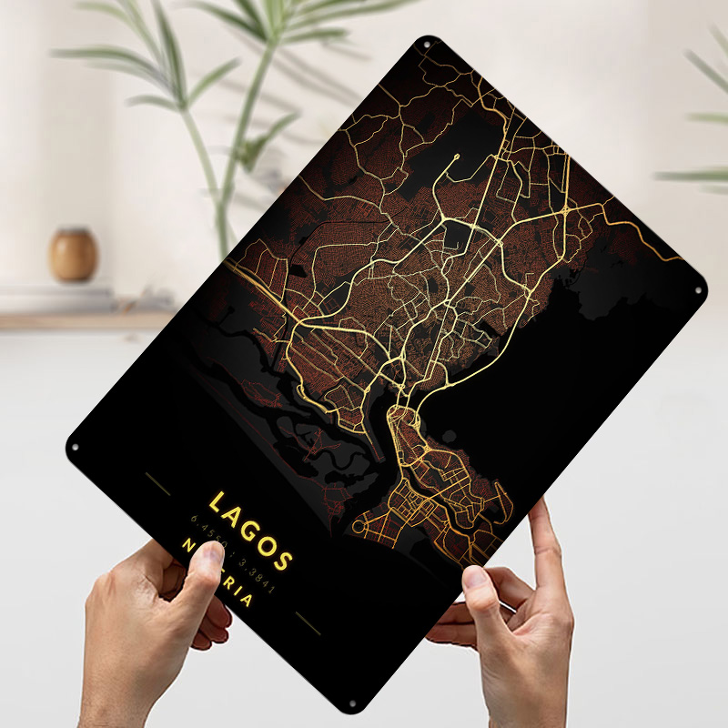 Plakat z mapą miasta Lagos, pe – Retro Gaming Bar recenzja i cena
