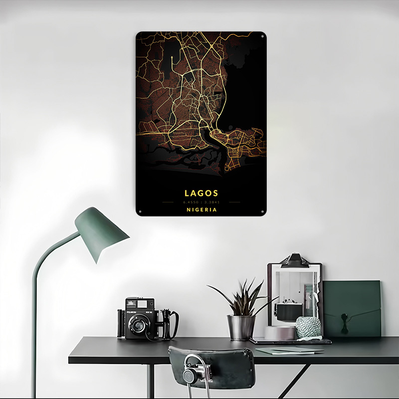 Plakat z mapą miasta Lagos, pe – Retro Gaming Bar recenzja i cena