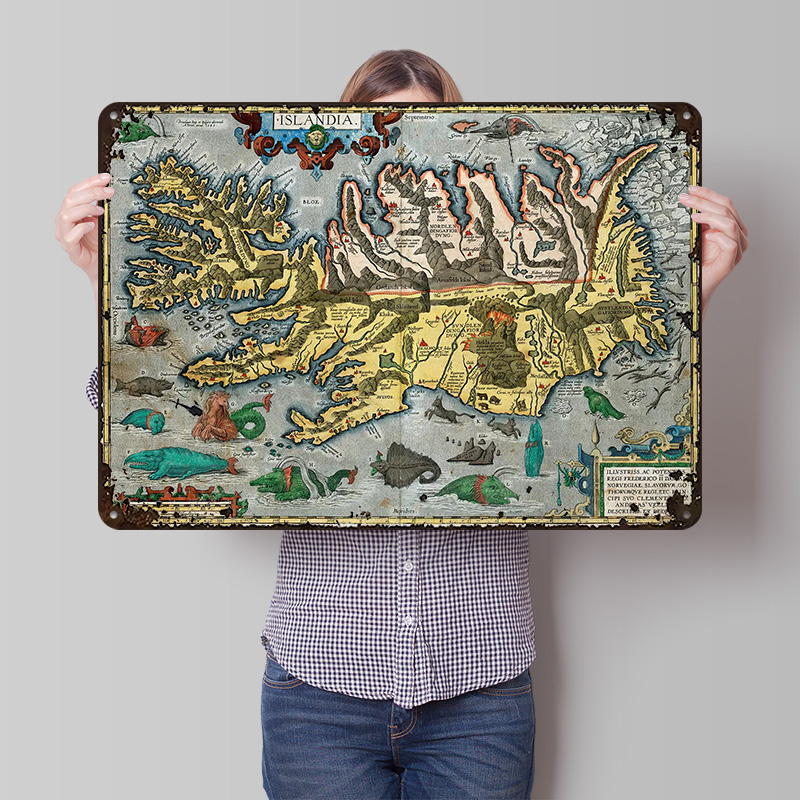 Mapa Islandii Metalowy Plakat  – Retro Gaming Bar recenzja i cena