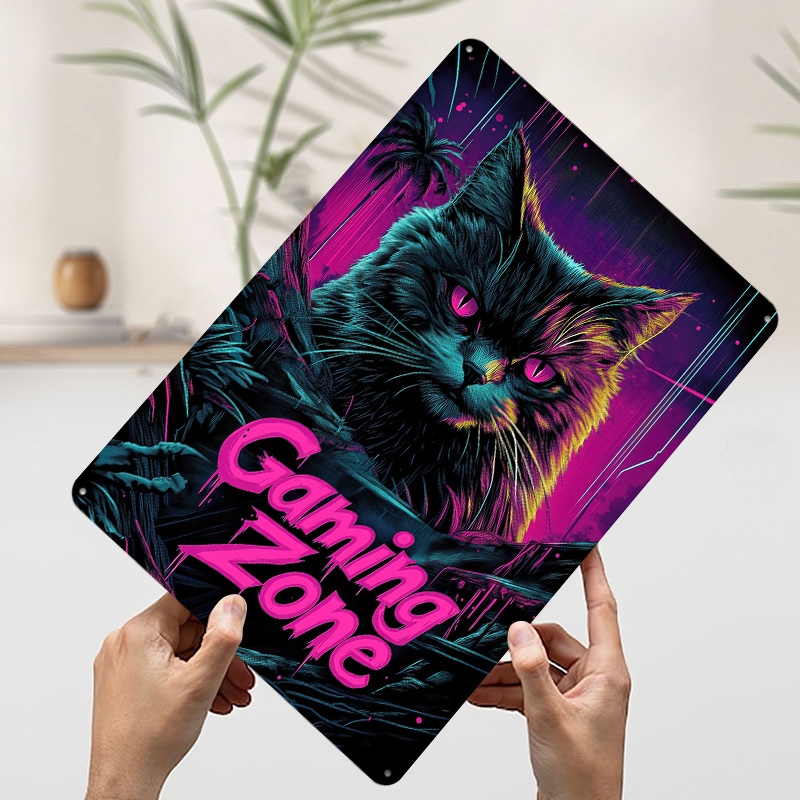 Metalowy plakat z kotem gracze – Retro Gaming At Home recenzja i cena