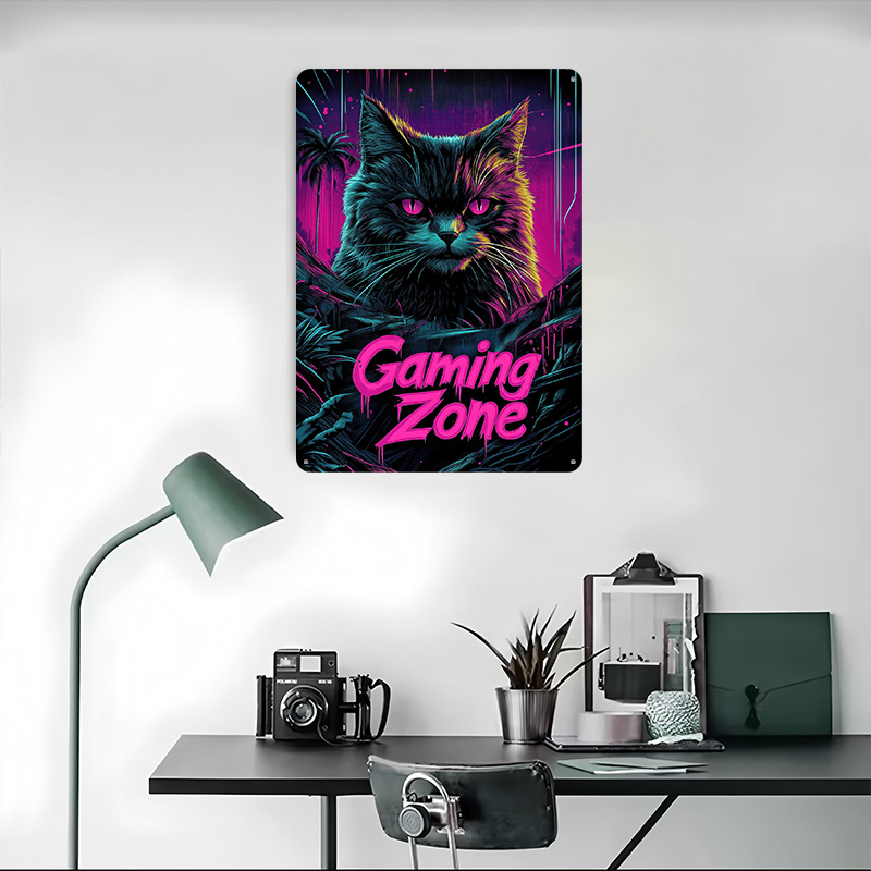 Metalowy plakat z kotem gracze – Retro Gaming At Home recenzja i cena
