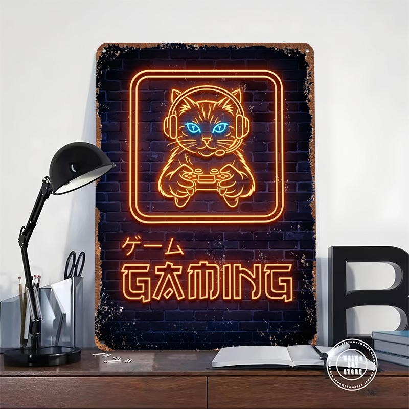 Neonowy Plakat z Kotem Gracząc – Retro Gaming At Home recenzja i cena