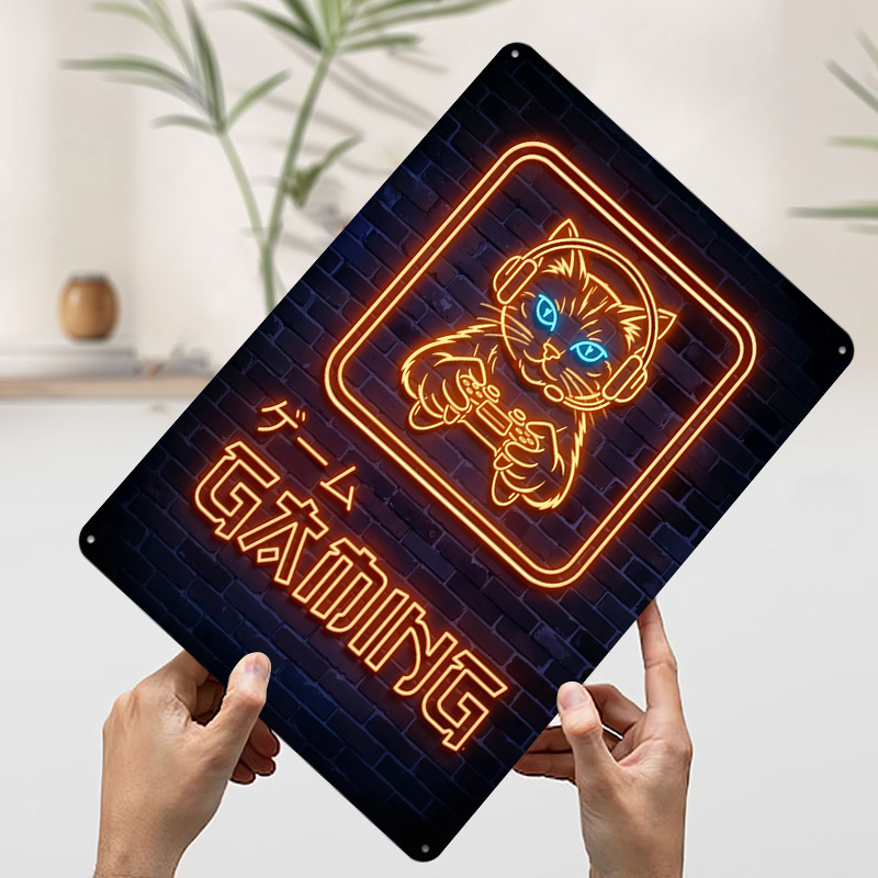 Neonowy Plakat z Kotem Gracząc – Retro Gaming At Home recenzja i cena