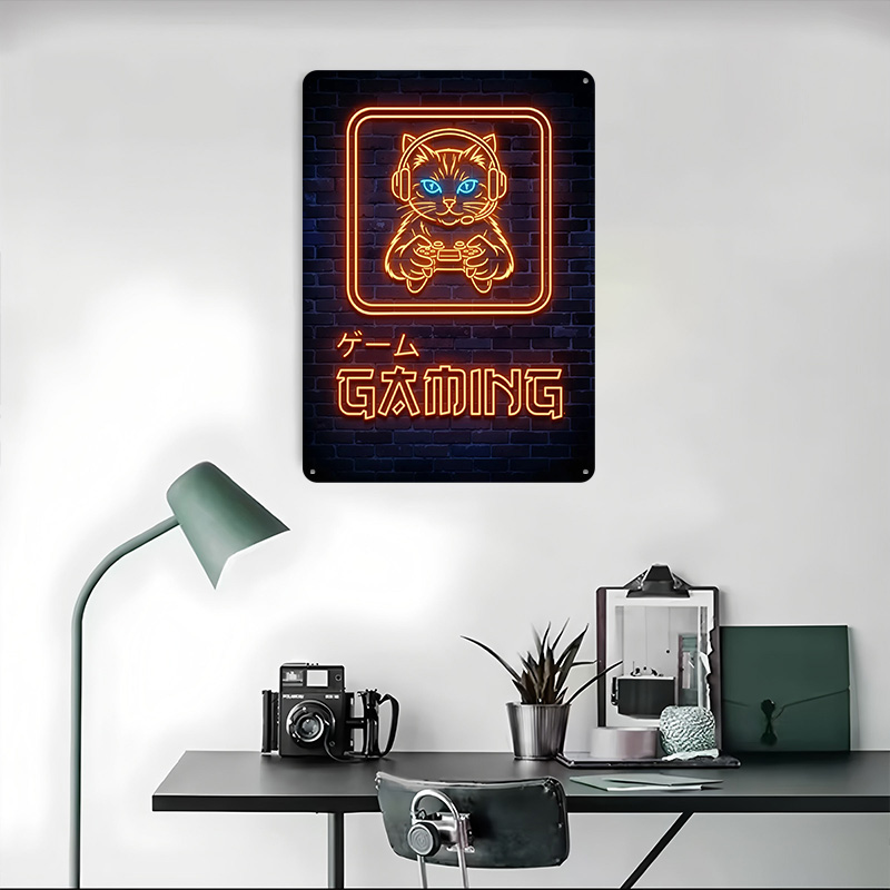 Neonowy Plakat z Kotem Gracząc – Retro Gaming At Home recenzja i cena